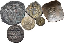 FITZ LOT 6 BYZANTINE ISLAMIC BRONZE COINS CONSTANTINOPLE TRACHY ØNON254