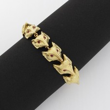 Wert 11500 € Rubin Armband Fuchsköpfe 750 18 Karat Gelb Gold xxyy