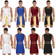 Herren Outfit Kontrastfarbe Ägypter Kostüm Karneval Set Uniform Griechischer
