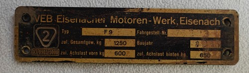 Ifa typenschild 1955 - ifa, bj.1955