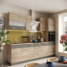 Küche ALINA mit Hochschrank 270 cm Küchenzeile Einbauküche Sonoma Eiche