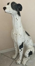 Figur Porzellan Hund ca. 80cm groß Windhund Standfigur, mit Defekt