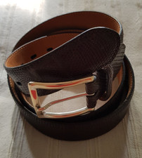 Fausto Colato Gürtel, Iguana, Solid Brass, Weinrot, 350 / 100, Made in Italy