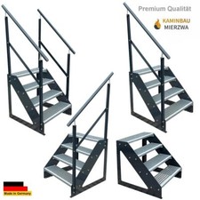 Außen- Treppe Anthrazit Freistehend 4 Stufen(Verzinkt) Breite 60-140cm /Geländer