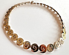Vintage 925 Silber Collier Spirale c.a. 40 cm Kreis Halskette, Handarbeit massiv