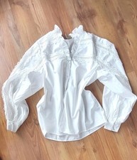 ?? Rüschenbluse Bluse, Tunika  Gr. S, Culture, Weiß mit Puffärmel NEU?