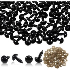 Puppenaugen Sicherheitsaugen aus Kunststoff 10mm Schwarz Set mit Unterlegsche...