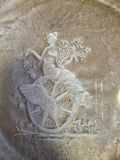 35,5 cm XXL Dekoteller Kuchenteller Käseplatte Glasteller Handbemalt Rund