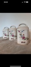 3 Vorratsdosen Landhaus Shabby chic vintage verschnörkelt Küche Mehl Salz Zucker