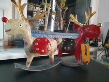 2 Medusa Elche Rentiere Schaukenfiguern Metall Dekoration Weihnachten kleiner