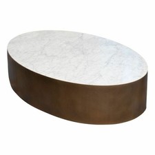 Meridiani Couchtisch Belt Oval Platte Marmor Carrara Gioia Messing Bronziert