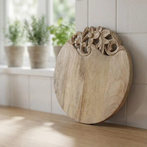 Servierbrett holz rund natur - holz,