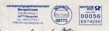 06773 Bergwitz - blauer Absenderfreistempel - Briefausschnitt