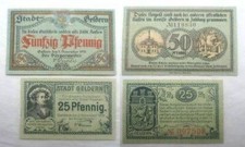 2 Banknoten Notgeld Stadt