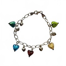 Sterling Silber Bettelarmband mit Murano Herz Anhänger