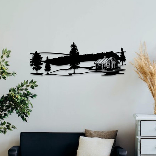 Wandbild aus holz haus den - haus,