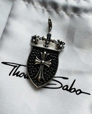 Thomas Sabo Anhänger Wappen Silber 925 Zirkonia Schwarz Löwe Kreuz Lilie