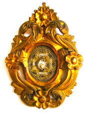 Reliquien Holzrahmen, Klosterarbeit handgeschnitzt  19tes JHDT.  mit Glas rar