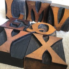 7 Vintage Holz Buchdruck