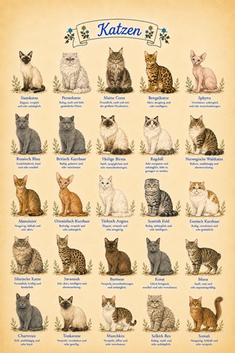 Katzen postkarte - 5x,