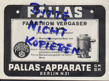 BERLIN, Werbung 1939, Pallas-Apparate Fallstrom-Vergaser Auto Kfz Brennstoff