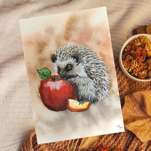 Igel bild gemalt mit aquarell - mit,