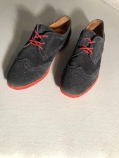 Schnürschuhe/Loafer. Wildleder, Dunkelblau,rote Schnürsenkel und Sohlen.Gr.39