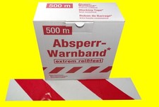 FLUID 100201 Absperrband 500 Meter Warnband EXTREM REISSFEST Rot Weiß gestreift