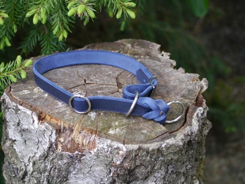 Blaues fettlederhalsband - blaues,