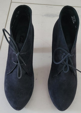 PAUL GREEN, elegante Schnürstiefelette, dunkelblau, Wildleder, Gr. 38,5 (EU)