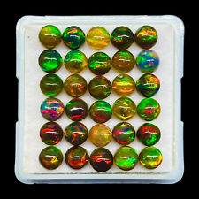 30 Stück Natürlich Äthiopische Schwarz Opal 4mm Rund Flashy AAA Welo Edelstein