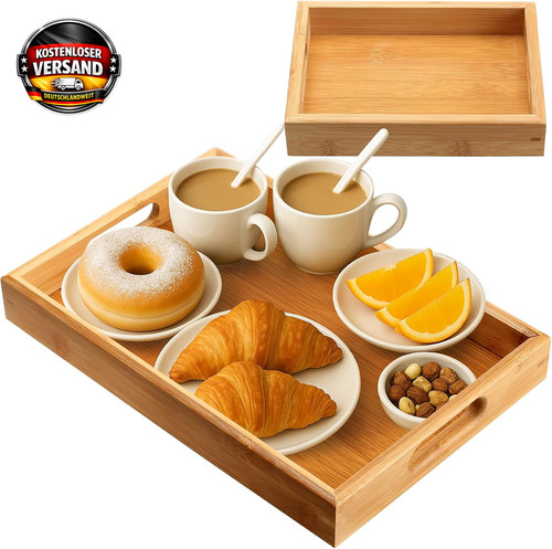Holzserviertabletts set - holzserviertabletts,