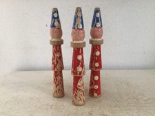 3 alte Holzkegel Harlekin Shabby Frankreich Brocante Spielzeug Vintage Landhaus