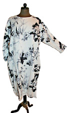Kleid Tunika Kaftan 100 % Baumwolle weiß-schwarz 4 XL 107 cm Ballonform 