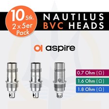 10x Aspire NAUTILUS Mini BVC Coils/Heads 2x5er Verdampferköpfe 0,7+1,6+1,8 Ohm Ω