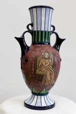 Amphora Jugendstil Vase "musizierende Dame" Turn Teplitz um 1920 nach der Antike