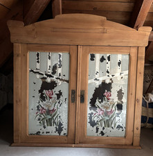 Hängeschrank Buffetaufsatz bemalte Glastüren Antik