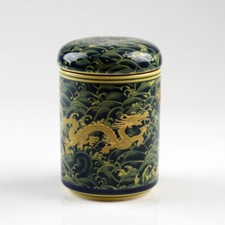 Teedose "Drache" chinesische Porzellan-Teedose mit Aromaverschluß, Asiatika