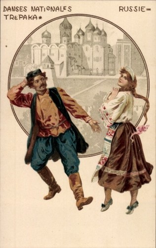 Litho russische tracht - russische,