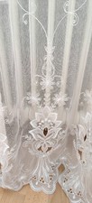 Florentiner Tüll Gardine weiß Rundbogen, mit Gardinenband und Aufhänger TOP