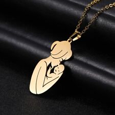 Damen Halskette Anhänger Baby Mutter Kind Gold Taufe Liebe Geschenk Strand