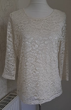 Damen Blusenshirt  Spitze , wollweiß/Ecru, Alfredo Pauly, Gr 38 3/4 Arm