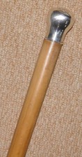 Vintage Malakka großer Gehstock / Stock mit silberner Pilzspitze
