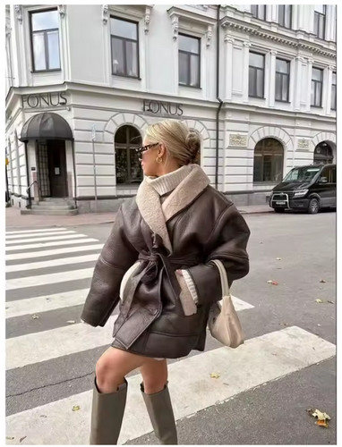 Mode dicke plüsch - mode, lederjacke