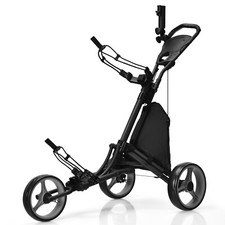 Golftrolley 3-Rad Golfcart Pop up Golfwagen+ Halter & Tasche & verstellbar Griff