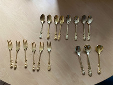 Konvolut Hildesheimer Rose Edelstahl vergoldet Löffel Kuchengabel