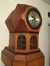 Museal:  Standuhr Jugendstil in Form eines Leuchtturms - fein intarsiert - 