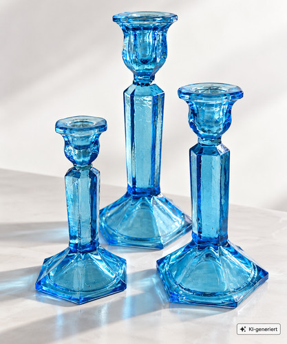 Vintage kerzenleuchter blau - 3x,