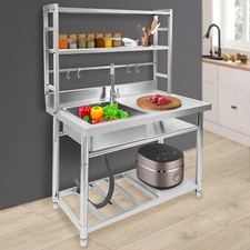 Küche Gastronomie Spüle Edelstahl Spülbecken Waschtisch mit Waschbecken Links DE