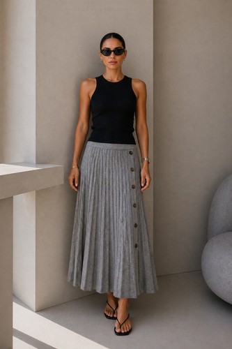 Eleganter plissee strickrock - eleganter,